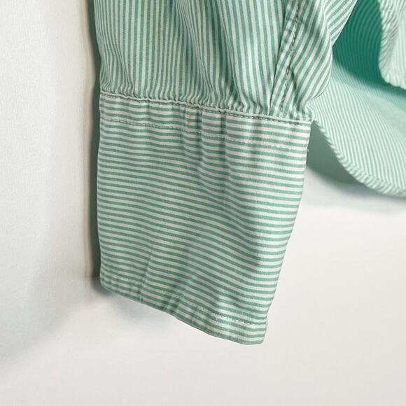 J. Crew Oversized Secret Wash Banker Stripe Button Down Shirt Green - Picture 5 of 13